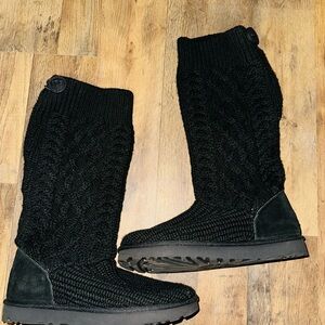 UGG Black Cable Knit Tall Boots